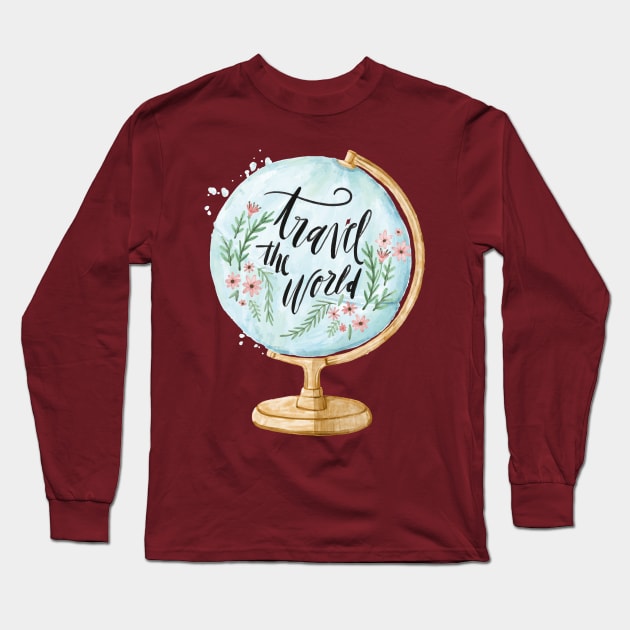 travel shirt | globe world vacation | earth traveler Long Sleeve T-Shirt by OutfittersAve